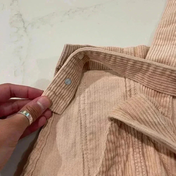 Forever 21 Light Pink Coquette Corduroy Overall Dress Women’s Size Small - Picture 5 of 6